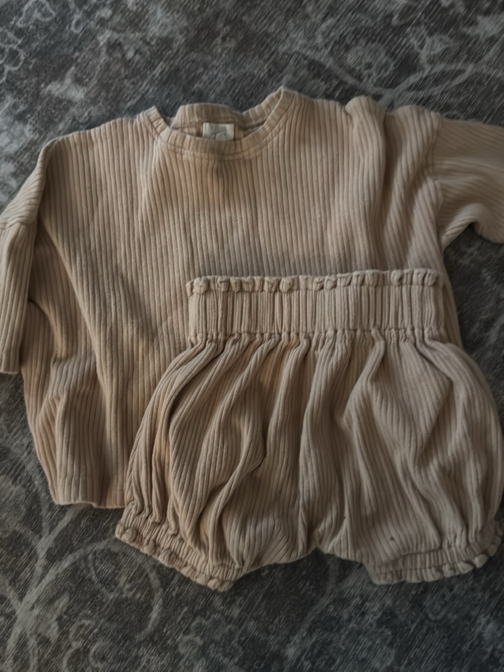Kids Ribbed Matching Set in Tan - Comfort Top & Bloomers